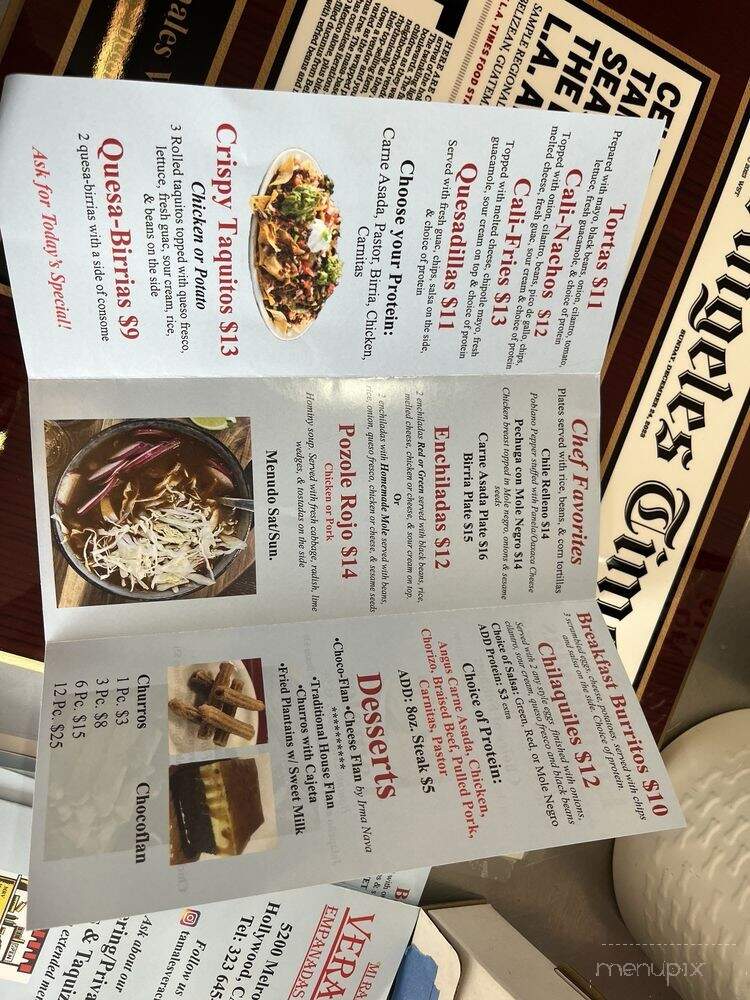 Tamales Veracruz y mas - Los Angeles, CA menu_pic