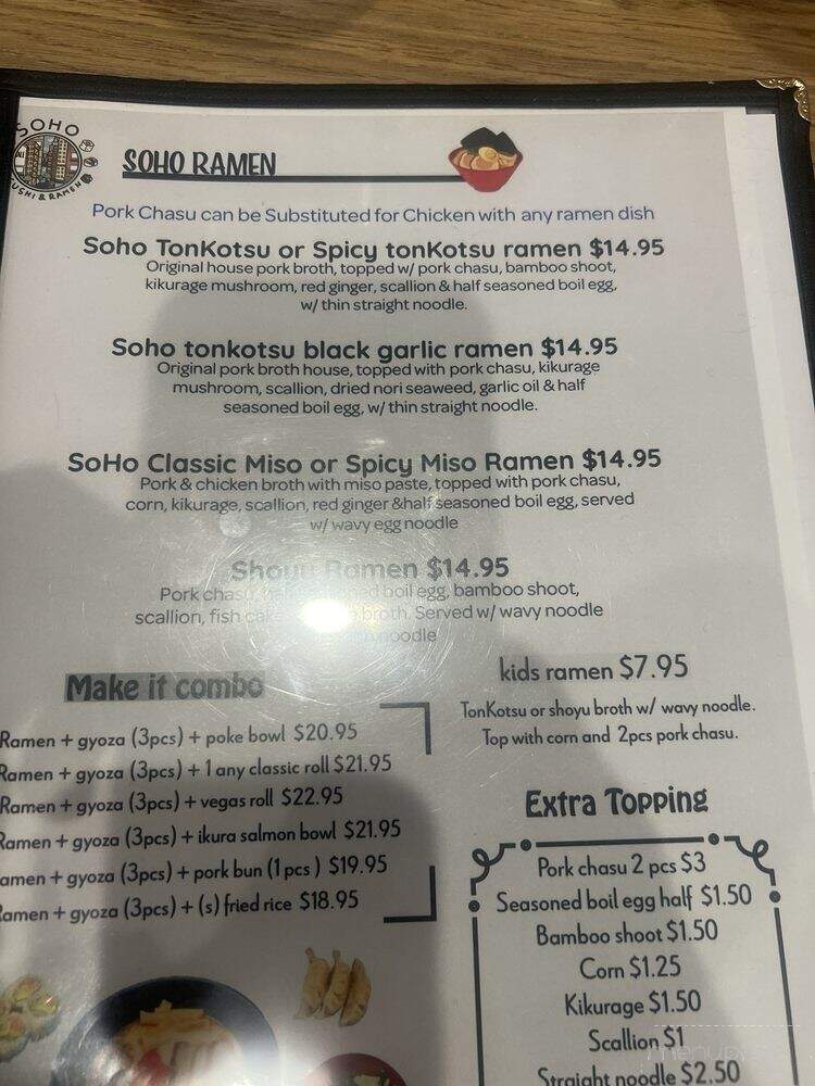 SoHo Sushi & Ramen - Royersford, PA menu_pic