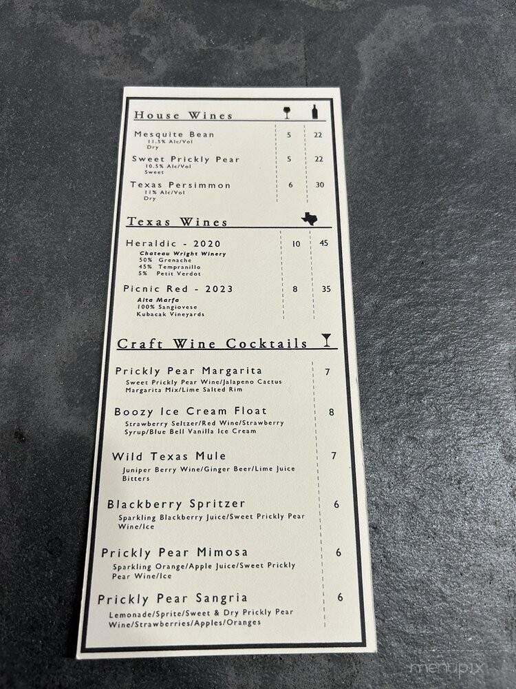 Wild Texas Wines - Sonora, TX menu_pic