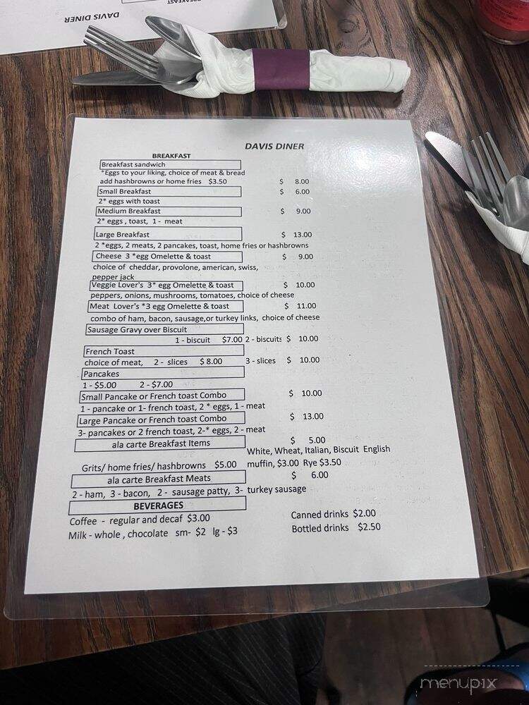 Davis Diner - Canonsburg, PA menu_pic