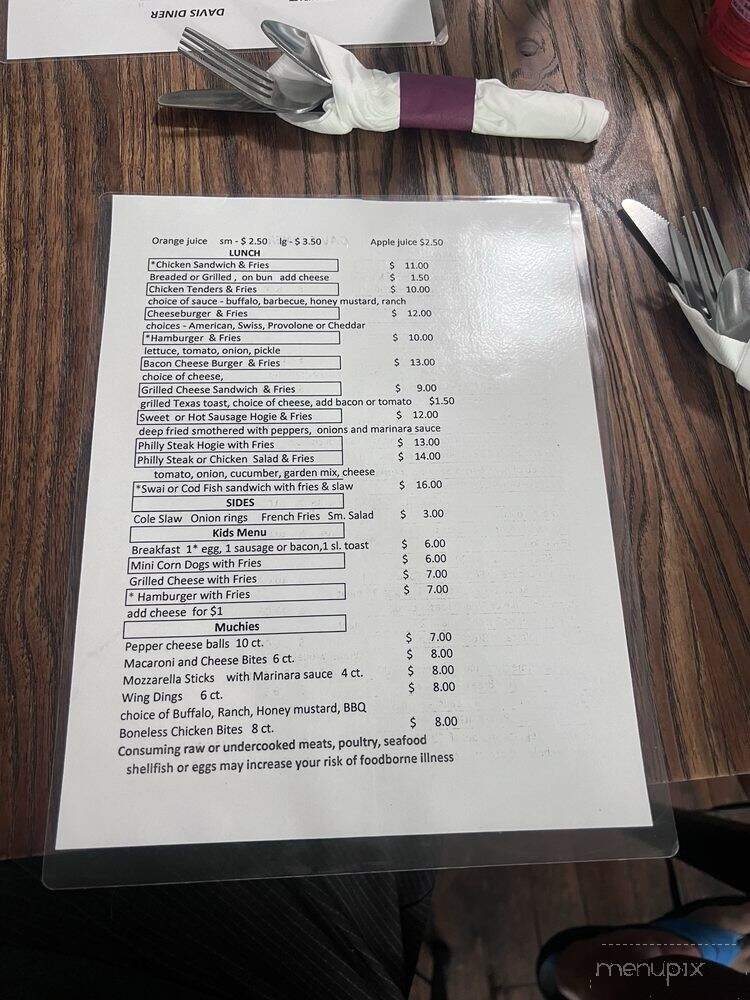 Davis Diner - Canonsburg, PA menu_pic