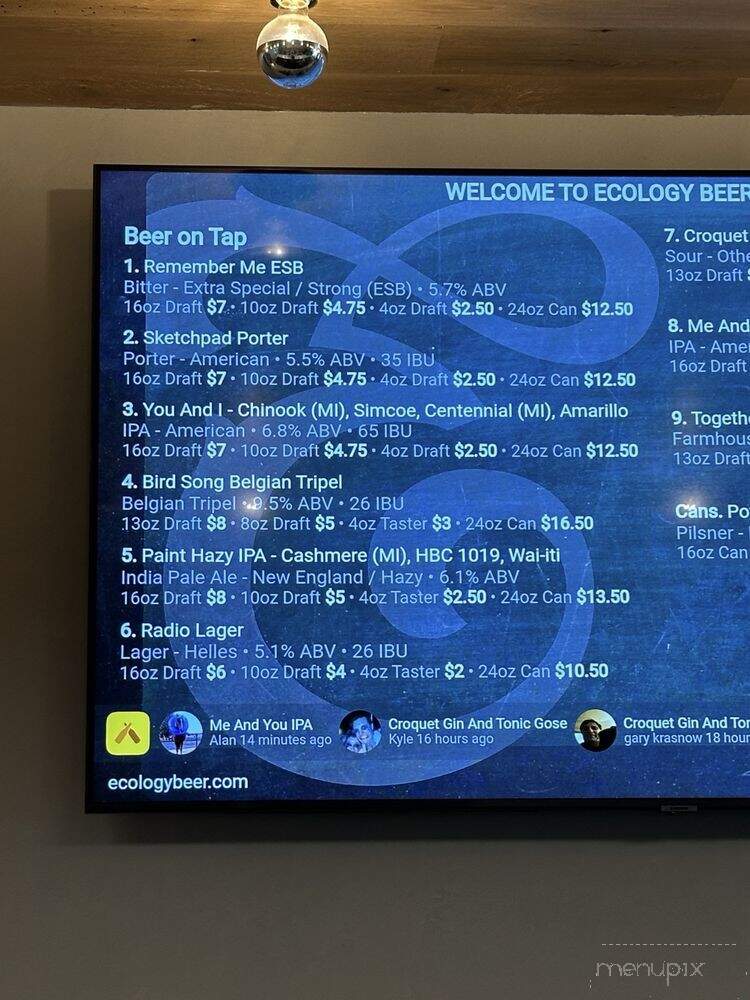 Ecology Beer Creative - New Orleans, LA menu_pic