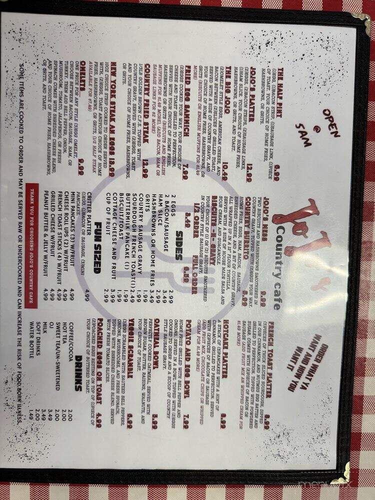 JoJo's Country Cafe - Deltona, FL menu_pic