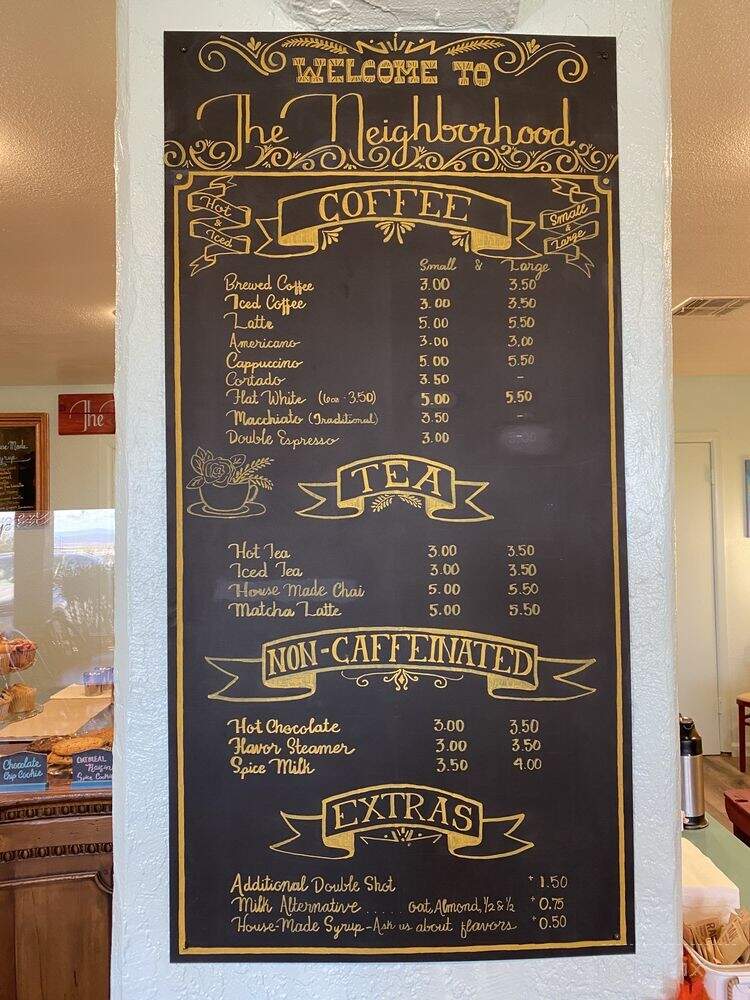 The Neighborhood Coffee Shop - Cottonwood, AZ menu_pic