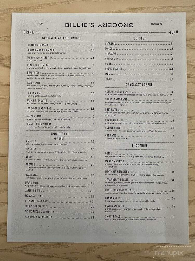 Billie's Grocery - Leawood, KS menu_pic