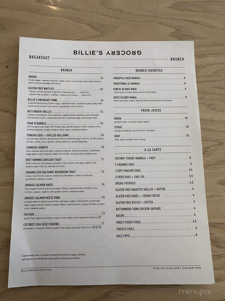 Billie's Grocery - Leawood, KS menu_pic