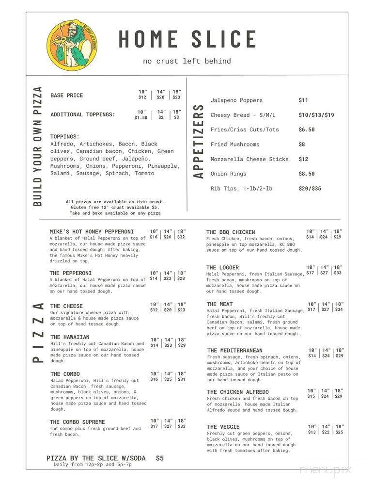 Home Slice Pizzeria - Raymond, WA menu_pic