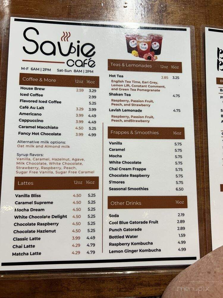 Savie Cafe - Toney, AL menu_pic