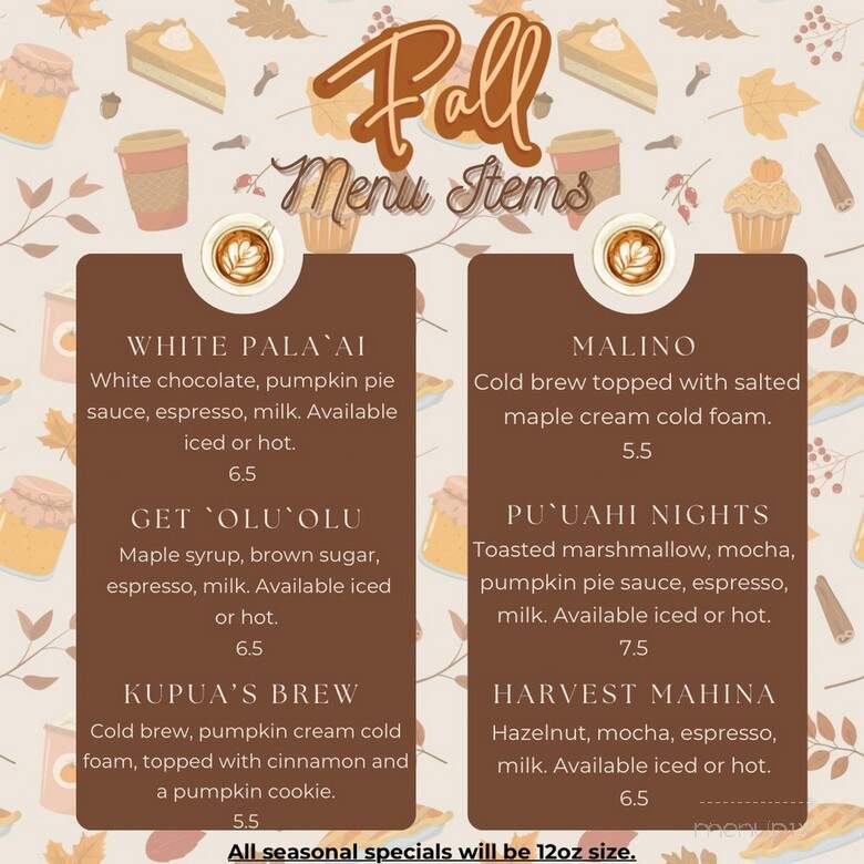 On E Bikini Barista - Honolulu, HI menu_pic