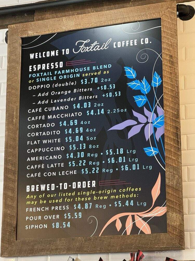 Foxtail Coffee - Boca Raton, FL menu_pic