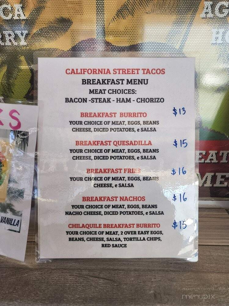 California Street Tacos - Sacramento, CA menu_pic