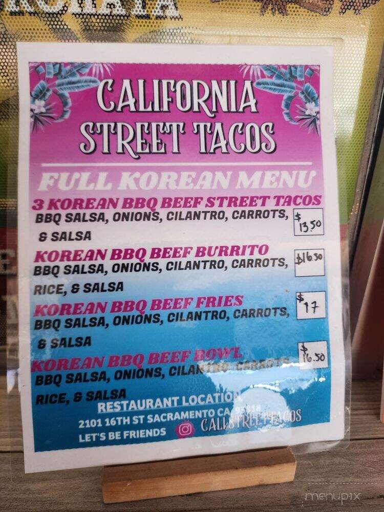 California Street Tacos - Sacramento, CA menu_pic