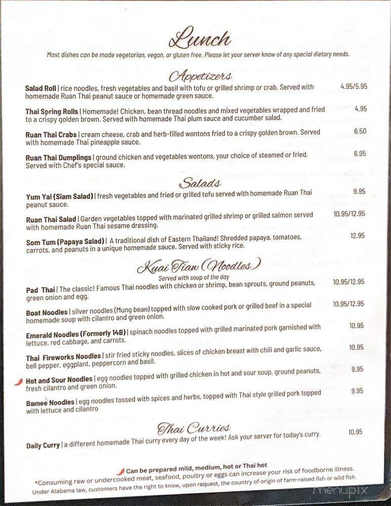 Ruan Thai - Greensboro, AL menu_pic