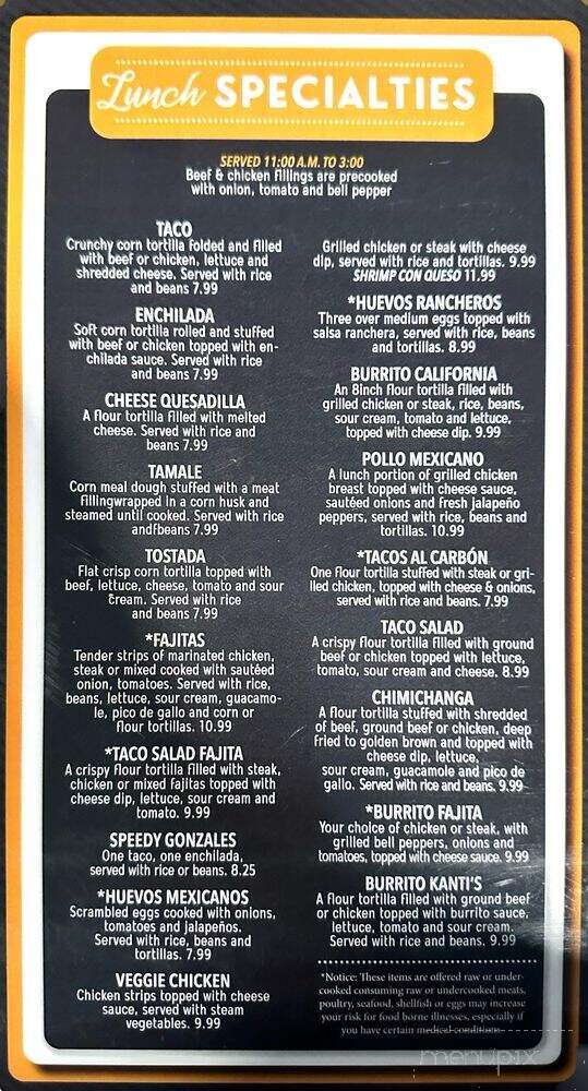 Kanti's Bar & Grill - Jasper, TN menu_pic