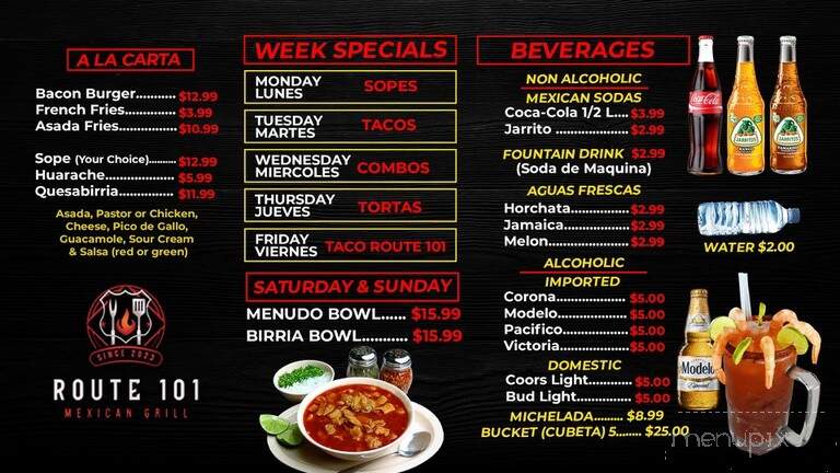 Route 101 Mexican Grill - Atascadero, CA menu_pic