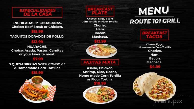 Route 101 Mexican Grill - Atascadero, CA menu_pic