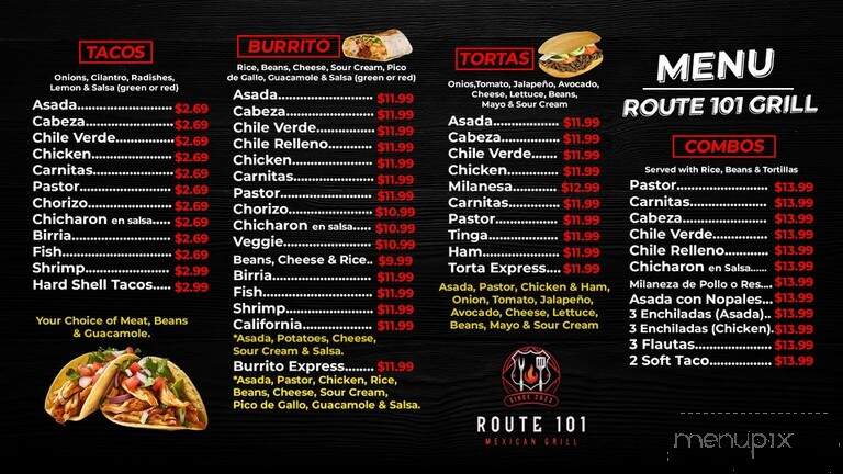 Route 101 Mexican Grill - Atascadero, CA menu_pic