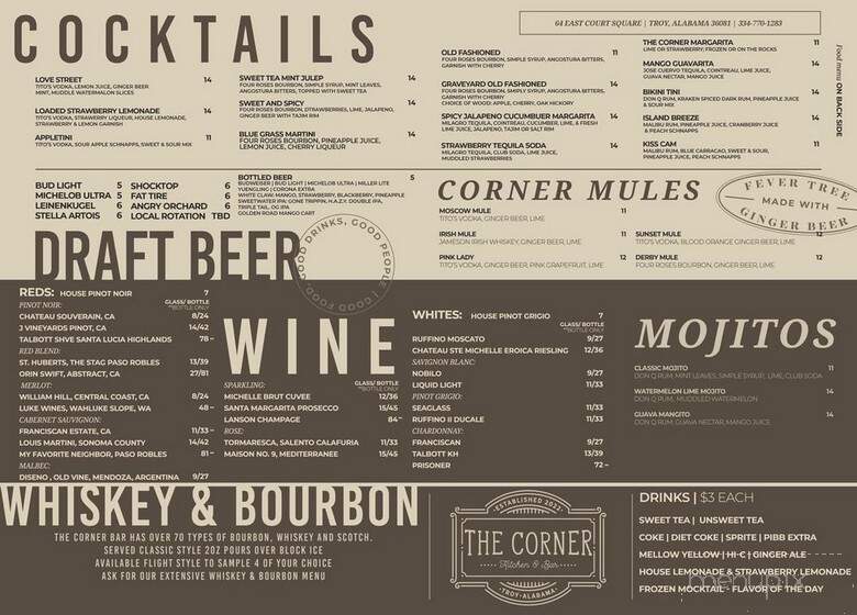 The Corner - Troy, AL menu_pic
