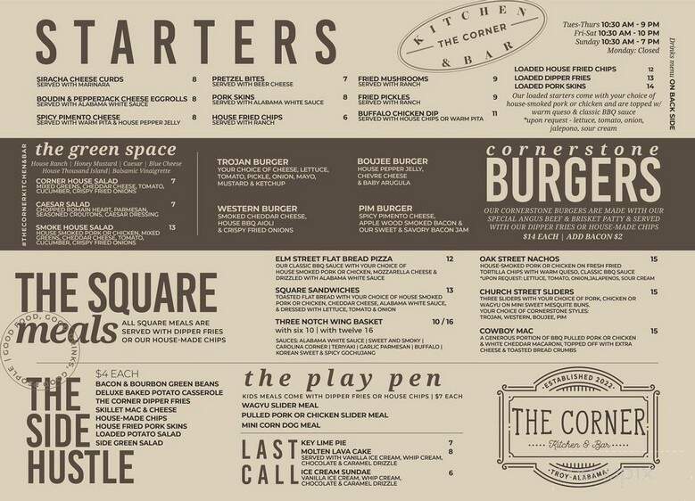 The Corner - Troy, AL menu_pic