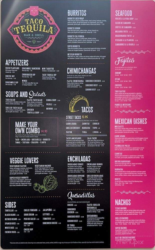 Taco Tequila Bar & Grill - Auburn, AL menu_pic