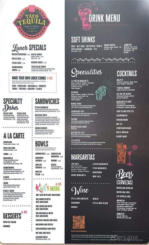Taco Tequila Bar & Grill - Auburn, AL menu_pic