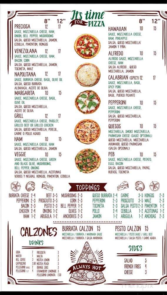 Preciosa Pizza - Dallas, TX menu_pic