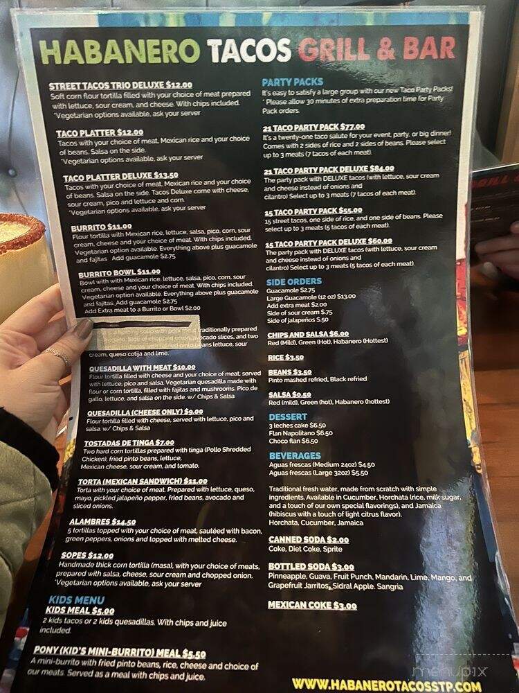 Habanero Taco Grill & Bar - Saint Paul, MN menu_pic