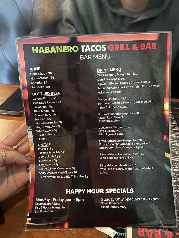 Habanero Taco Grill & Bar - Saint Paul, MN menu_pic