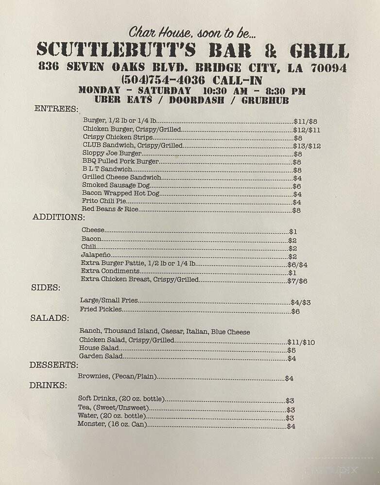 Char House - Bridge City, LA menu_pic