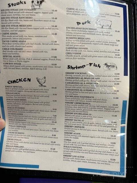 El Agave Mexican Restaurant - Vinita, OK menu_pic