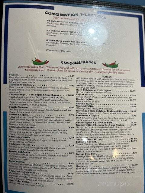 El Agave Mexican Restaurant - Vinita, OK menu_pic