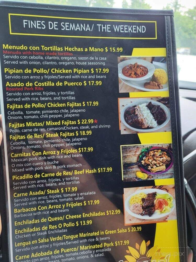 El Girasol Mexican Restaurant - Indianapolis, IN menu_pic