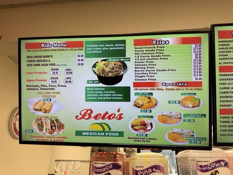Beto's Mexican Food - Cottonwood Heights, UT menu_pic