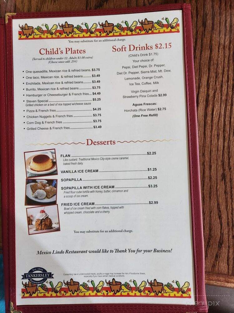 Mexico Lindo Restaurant - Booneville, AR menu_pic