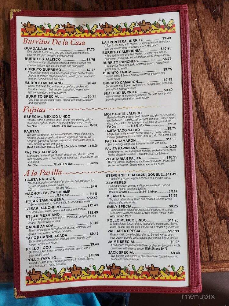Mexico Lindo Restaurant - Booneville, AR menu_pic