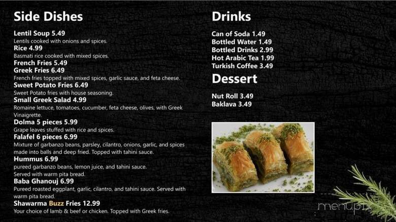 Shawarma Buzz - Seattle, WA menu_pic