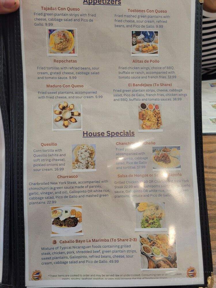 La Marimba Nicaraguan Cuisine - Hillsboro, WI menu_pic