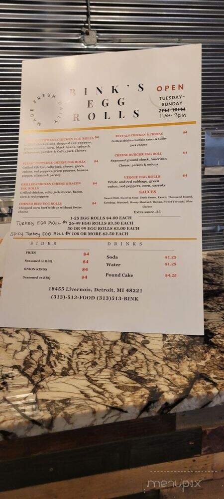 Bink's Grill - Detroit, MI menu_pic