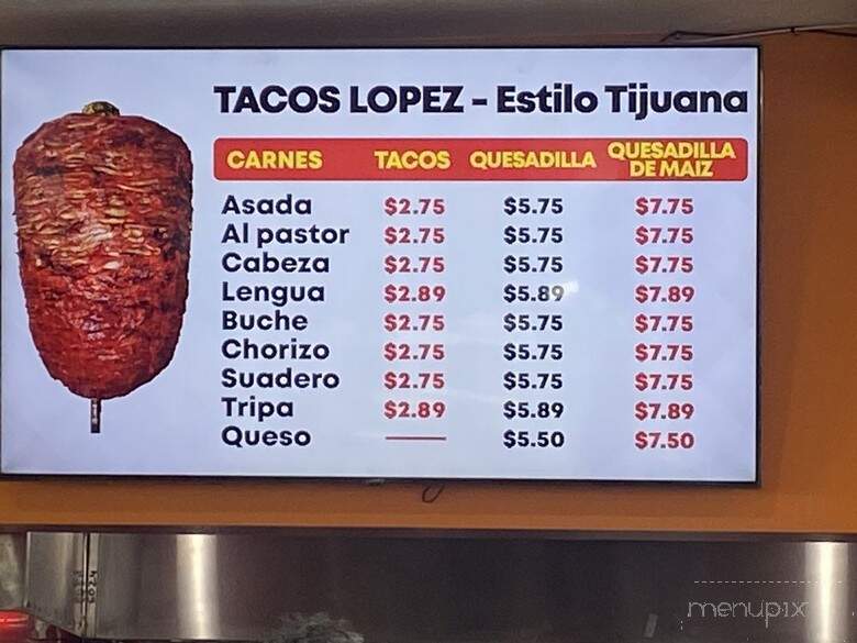 Tacos Lopez #2 - West Valley City, UT menu_pic