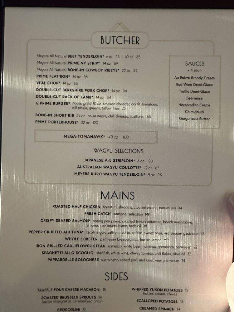 G Prime - Wilmington, NC menu_pic