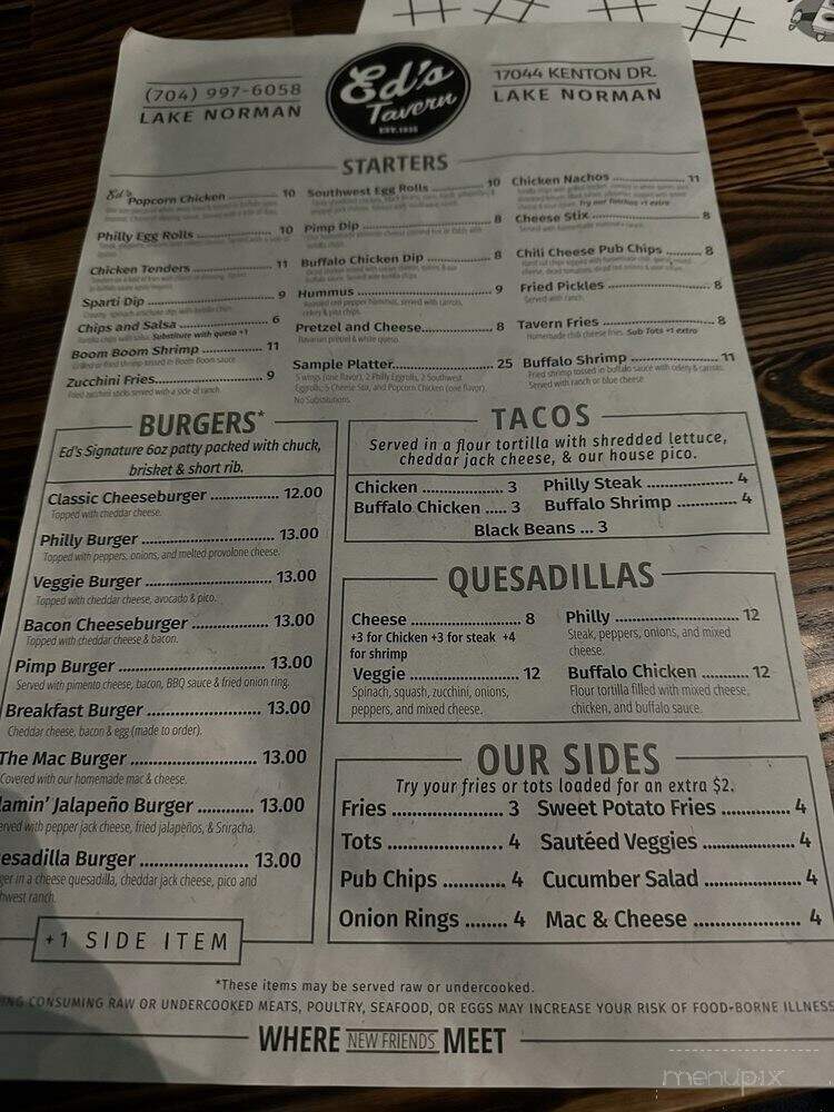 Ed's Tavern LKN - Cornelius, NC menu_pic