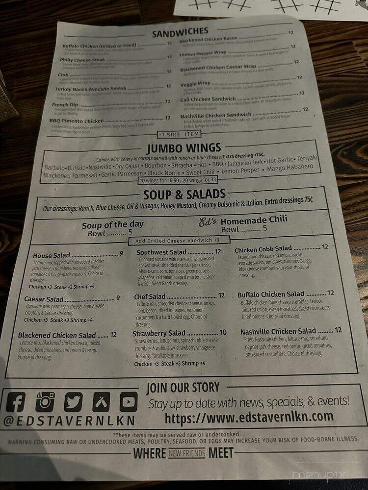 Ed's Tavern LKN - Cornelius, NC menu_pic
