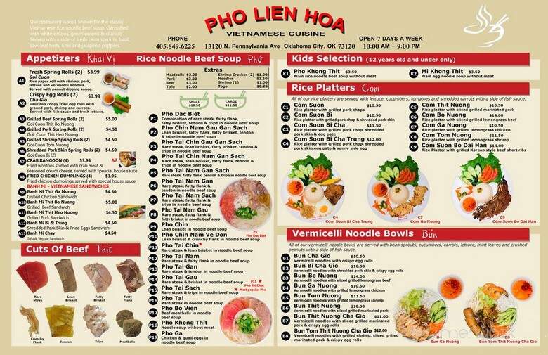 Pho Lien Hoa 3 - Oklahoma City, OK menu_pic