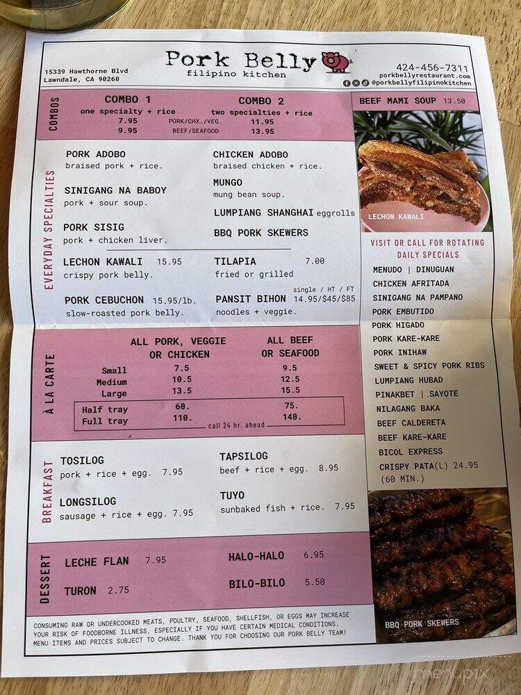 Pork Belly Filipino Kitchen - Lawndale, CA menu_pic