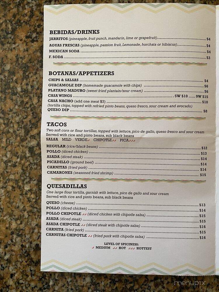 Cantina - Hatfield, MA menu_pic