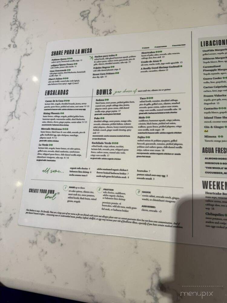 UnaVida - Dallas, TX menu_pic