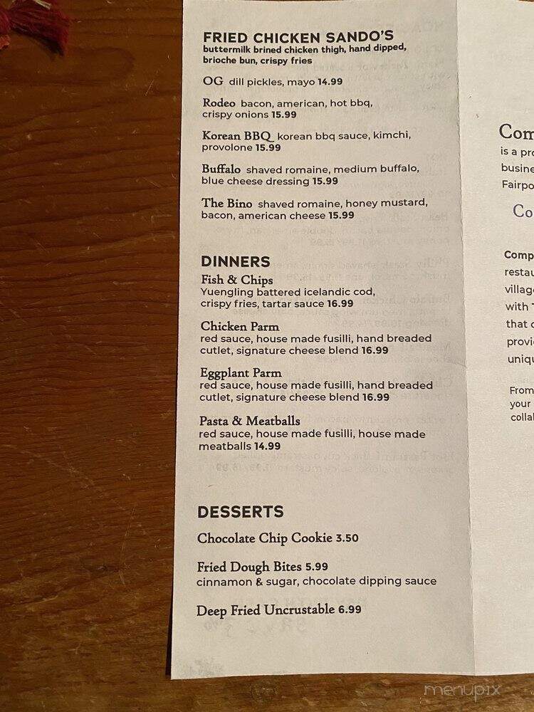 CompTin Pizza & Provisions - Fairport, NY menu_pic