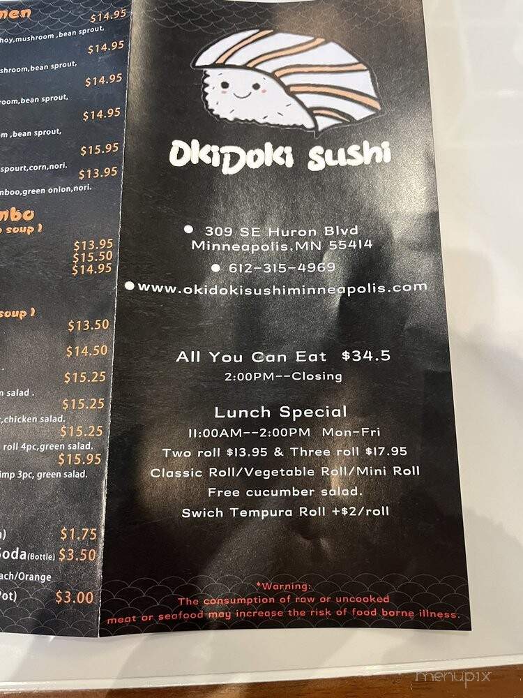 Okidoki Sushi - Minneapolis, MN menu_pic