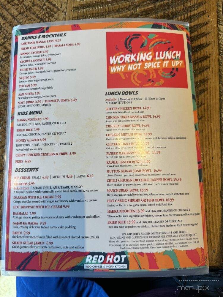 Red Hot Indo Chinese & Indian Kitchen - Richardson, TX menu_pic