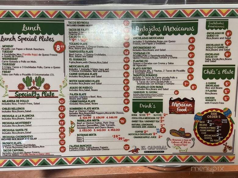 El Caporal - Edinburg, TX menu_pic